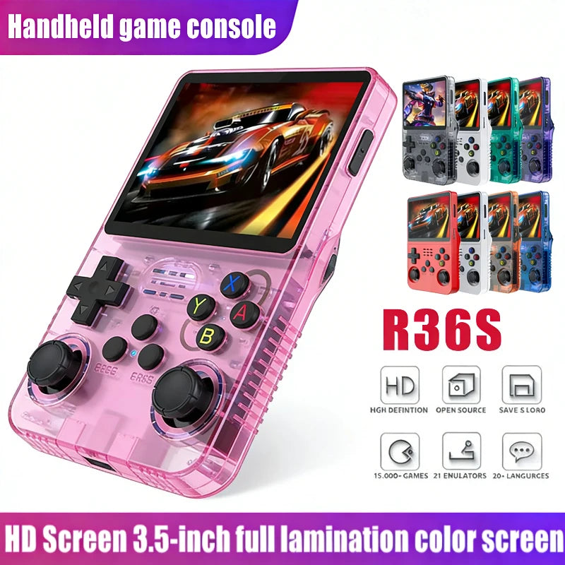Consola de Videojuegos Retro Portátil R36S, Sistema Linux, Pantalla IPS 3.5 Pulgadas