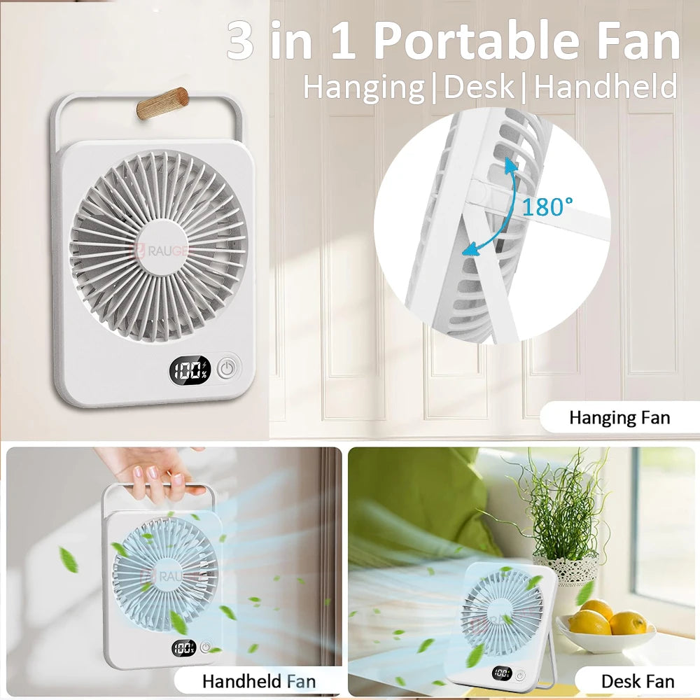 Mini Ventilador de Escritorio USB Recargable Silencioso