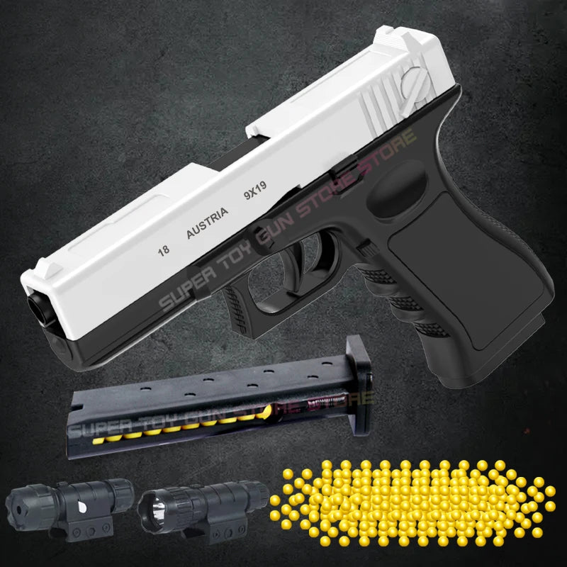 Pistola de juguete totalmente negra G18, pistola suave de espuma de carga manual CS, juego de tiro al aire libre, pistola de aire para adultos, pistola de juguete