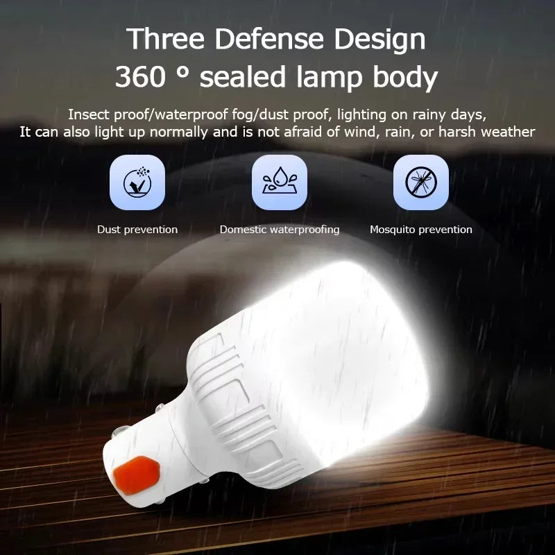 Luz LED Recargable para Camping con Gancho