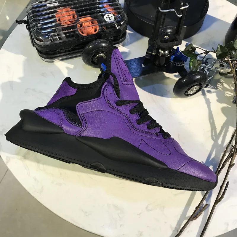 Zapatillas de Deporte con Suela Gruesa para Hombre y Mujer, Estilo Dad Shoes, Color Morado Intenso Black Knight, de Moda, de Caña Alta