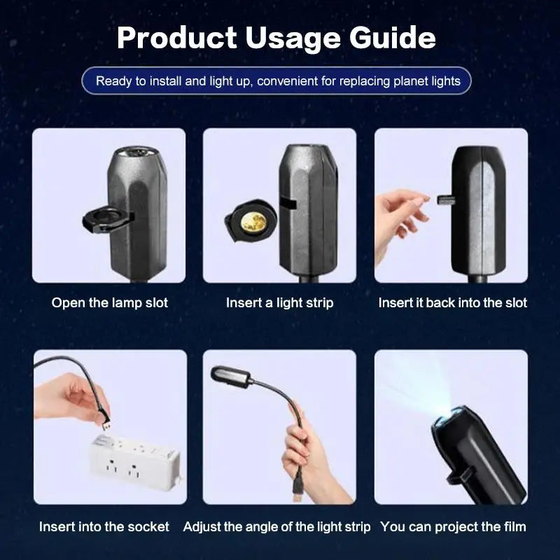 Lámpara de Proyección USB de 6-16 Pulgadas con Diseño de Luna y Tierra, Luz de Ambiente, Cielo Estrellado, Luz Nocturna Romántica para Dormitorio, Proyector de Galaxia