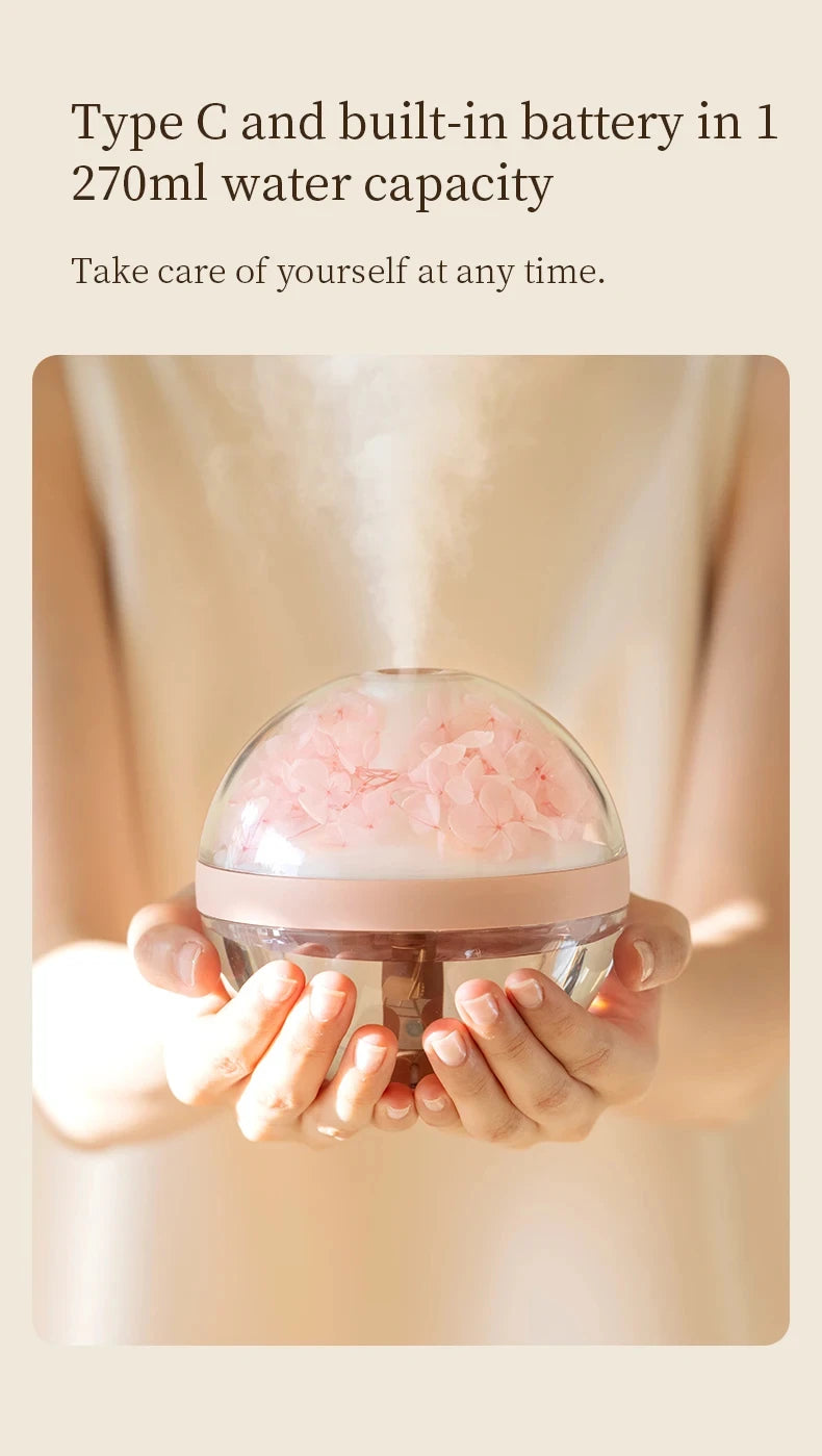 Humidificador de Flores Eternas con Luz Ambiente