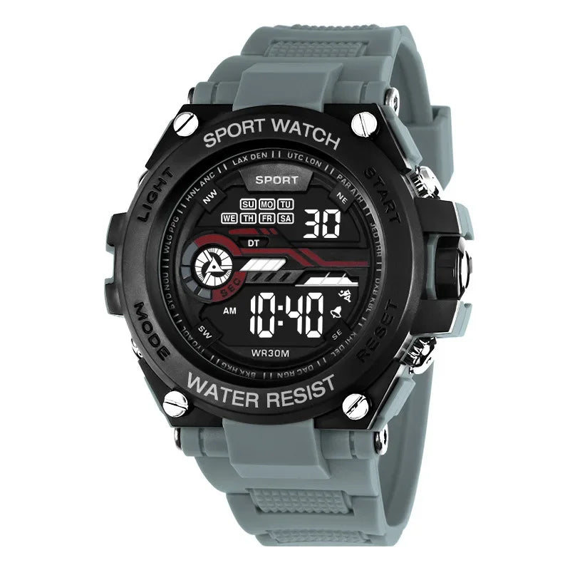 Reloj deportivo YIKAZE para hombre, relojes deportivos impermeables para hombre, reloj militar Digital LED multifunción, reloj despertador, reloj de pulsera electrónico