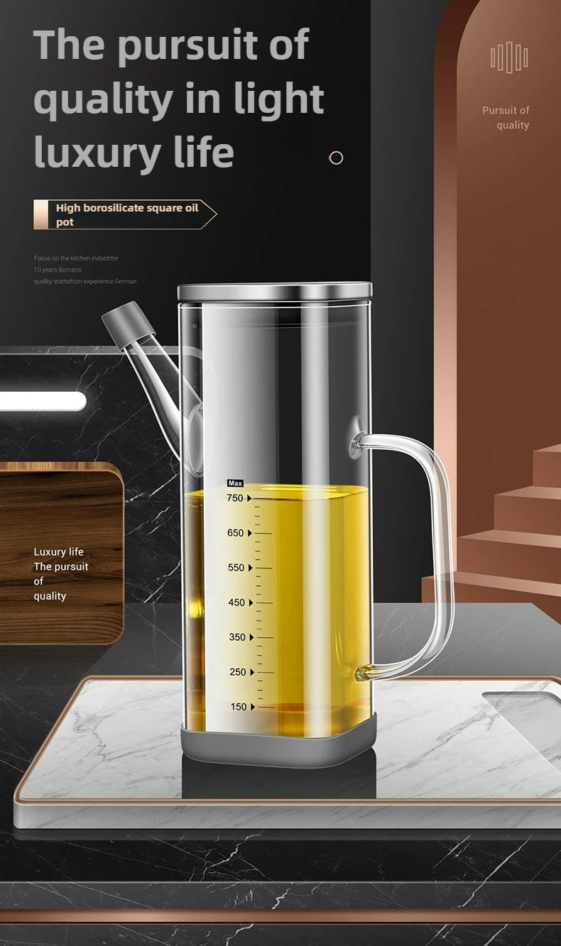 Botella de aceite de vidrio de alto borosilicato, botella de aceite esencial sin goteo para cocina, para vinagre, salsa de soja y aceite de cocina