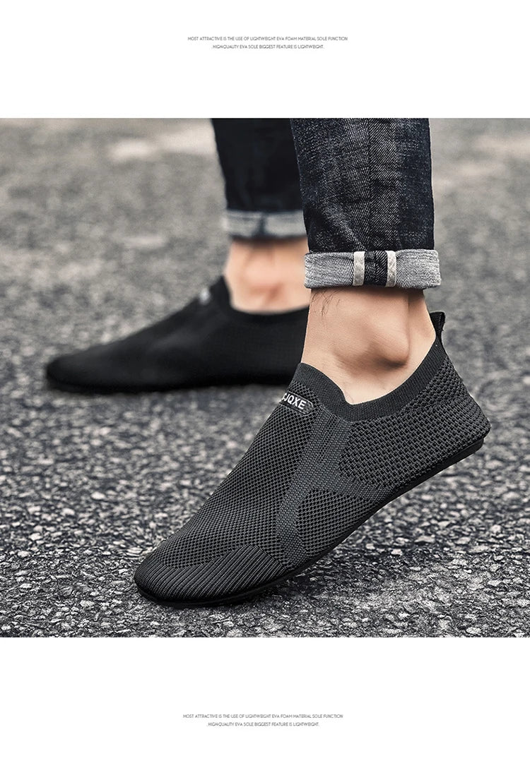 Zapatillas informales transpirables para hombre, zapatos ligeros sin cordones para caminar para hombre, mocasines flexibles antideslizantes para parejas, calzado suave de verano