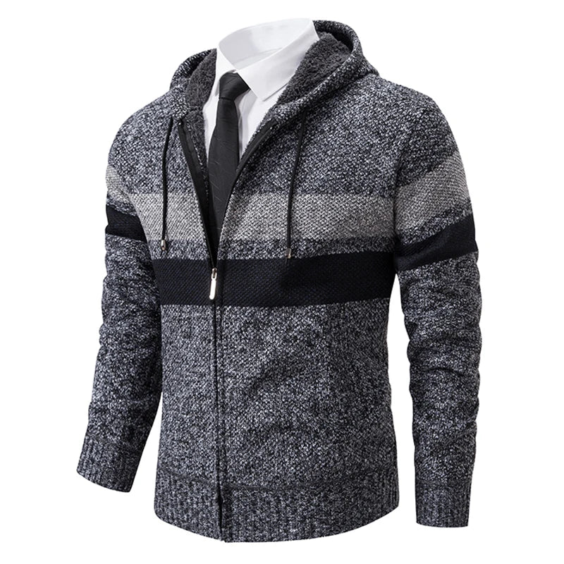 Cárdigan a Rayas con Cremallera para Hombre – Suéter de Punto Informal