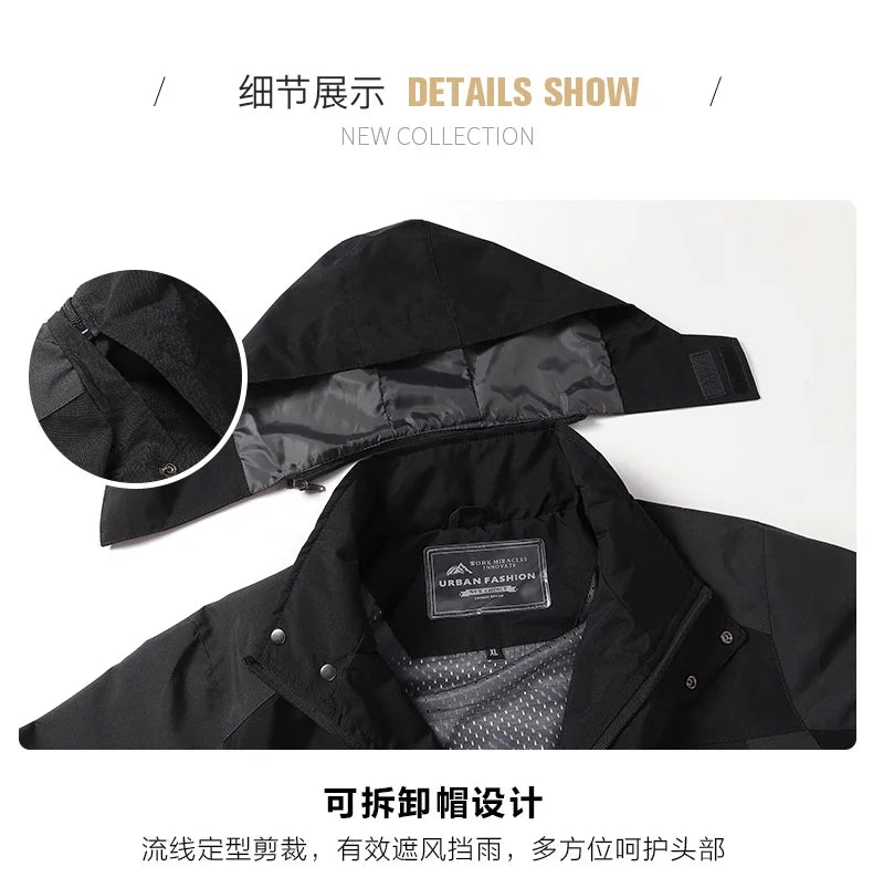 Chaqueta de senderismo impermeable para hombre, cortavientos a prueba de viento de gran tamaño, Camping, caza, correr, senderismo, pesca, abrigo para hombre al aire libre