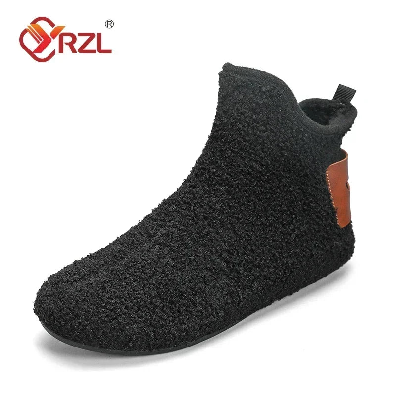 YRZL, zapatos de algodón de invierno para hombre, zapatillas ligeras sin cordones de alta calidad, mocasines de algodón de felpa para interiores, zapatos cálidos de invierno para hombre