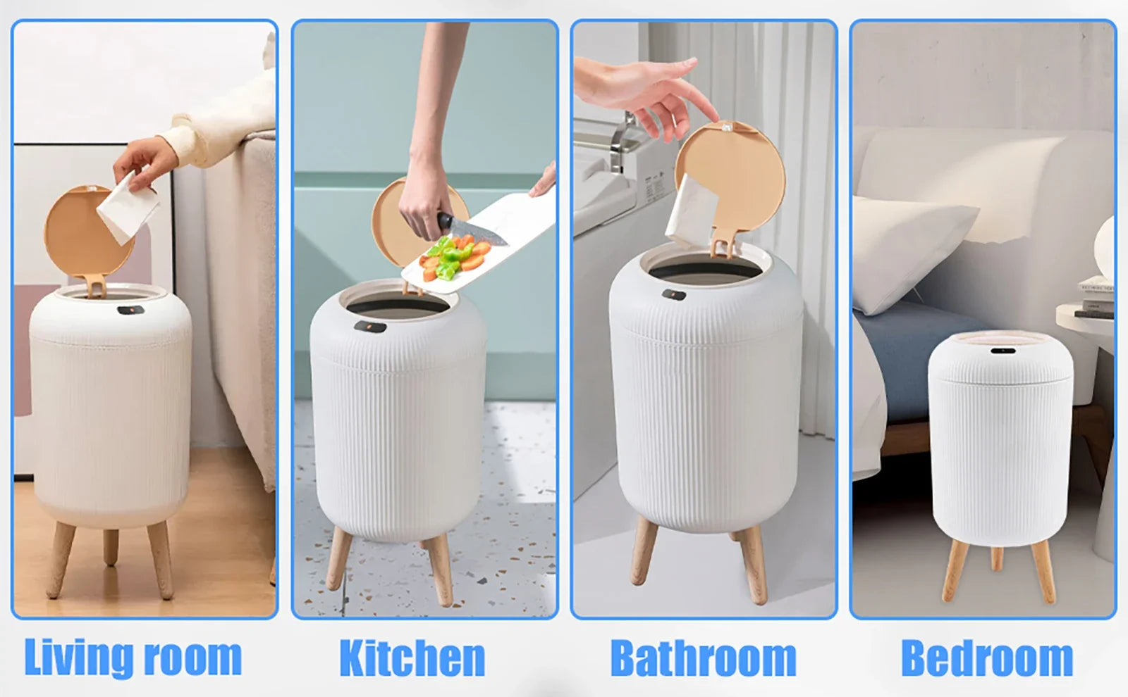Cubo de Basura con Sensor de Movimiento de 10L, Automático con Tapa, Cubo de Basura Inteligente de Plástico Pequeño para Dormitorio, Baño, Cocina, Oficina