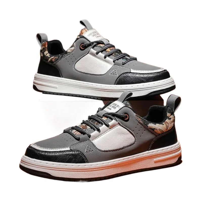 Zapatillas de skate de cuero para hombre con plataforma gruesa