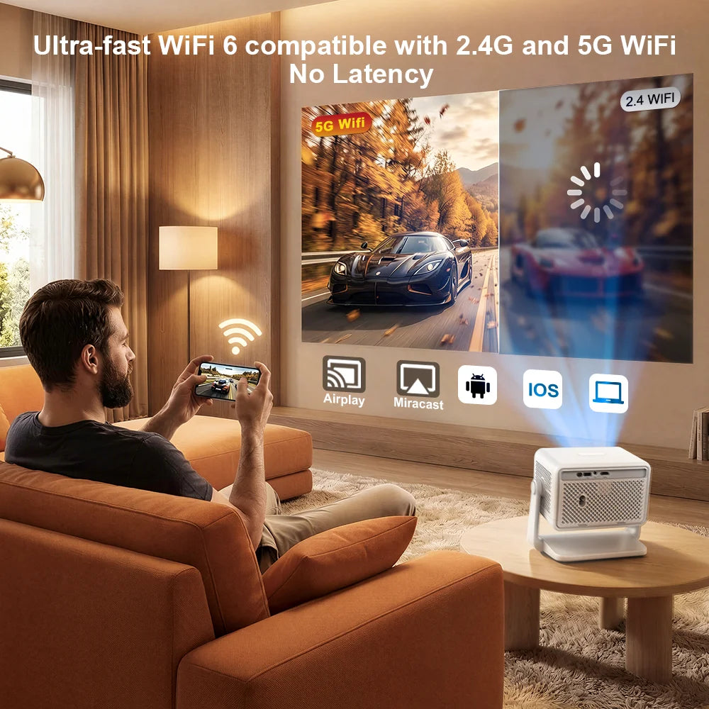 Proyector PG370MAX Full HD 1080P 4K Android WiFi 5G para cine en casa