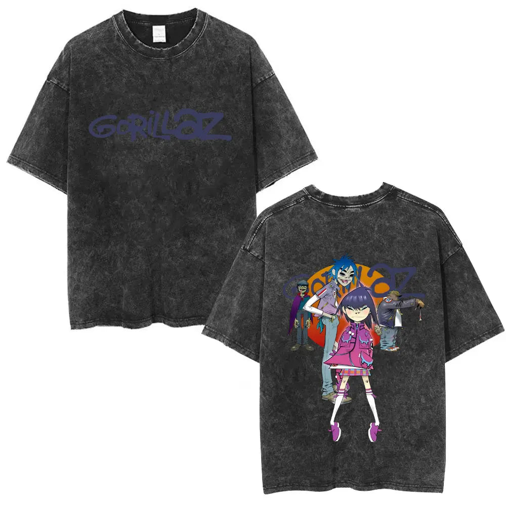 Camiseta Vintage Gorillaz, Punk Hip Hop Oversize, Unisex