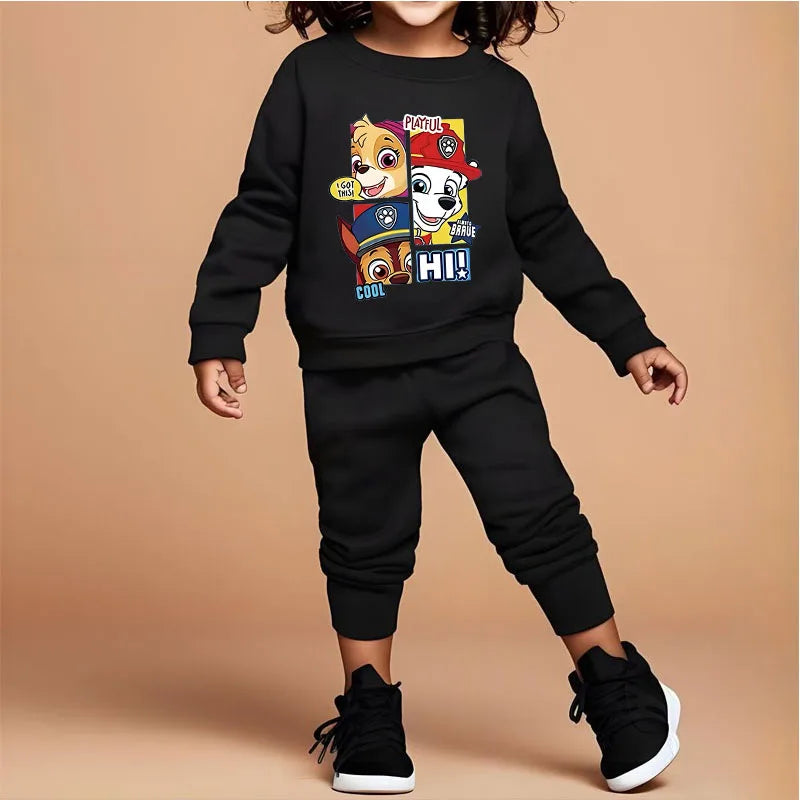 PAW Patrol-sudaderas con capucha y pantalones de chándal para niñas, conjuntos de dos piezas, jersey, pantalones, traje, chándal informal para niños, primavera y otoño
