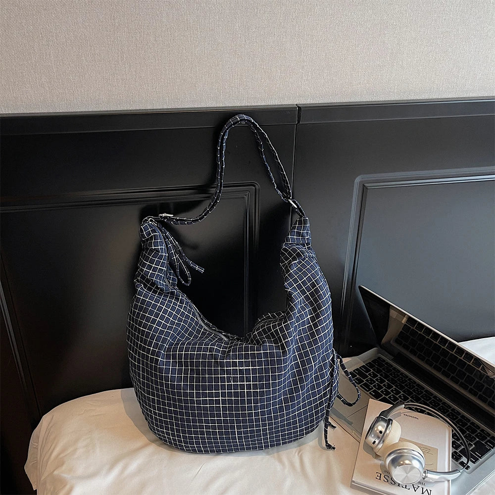 Bolso de Lona Grande Estilo Coreano para Mujer, Plisado