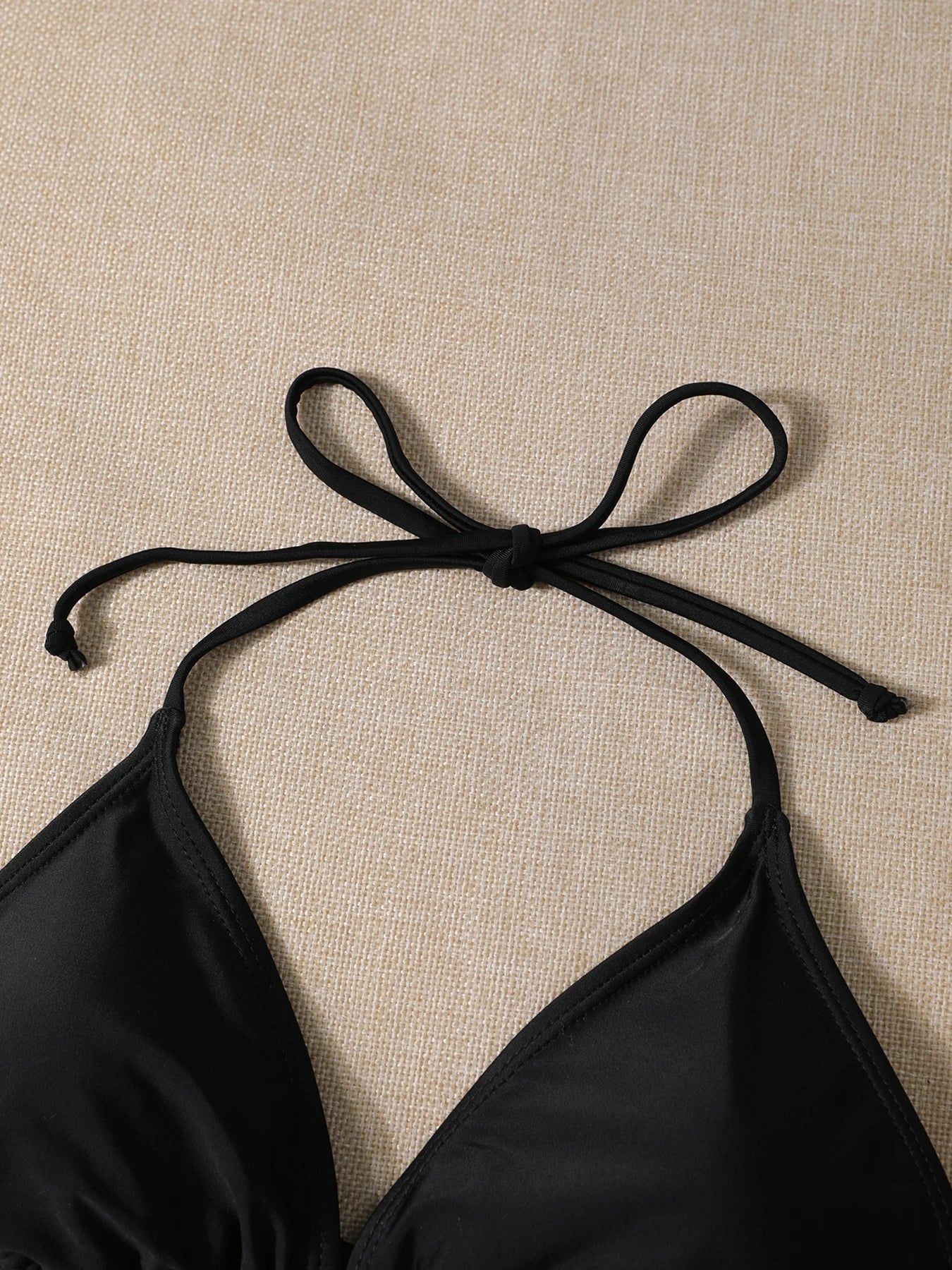 Traje de Baño Bikini Triangular Negro Sexy de Dos Piezas para Mujer, Ropa de Playa de Moda para Verano