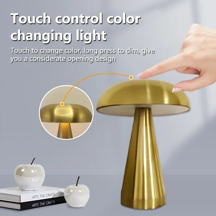 Lámpara LED Retro con Forma de Seta y Sensor Táctil