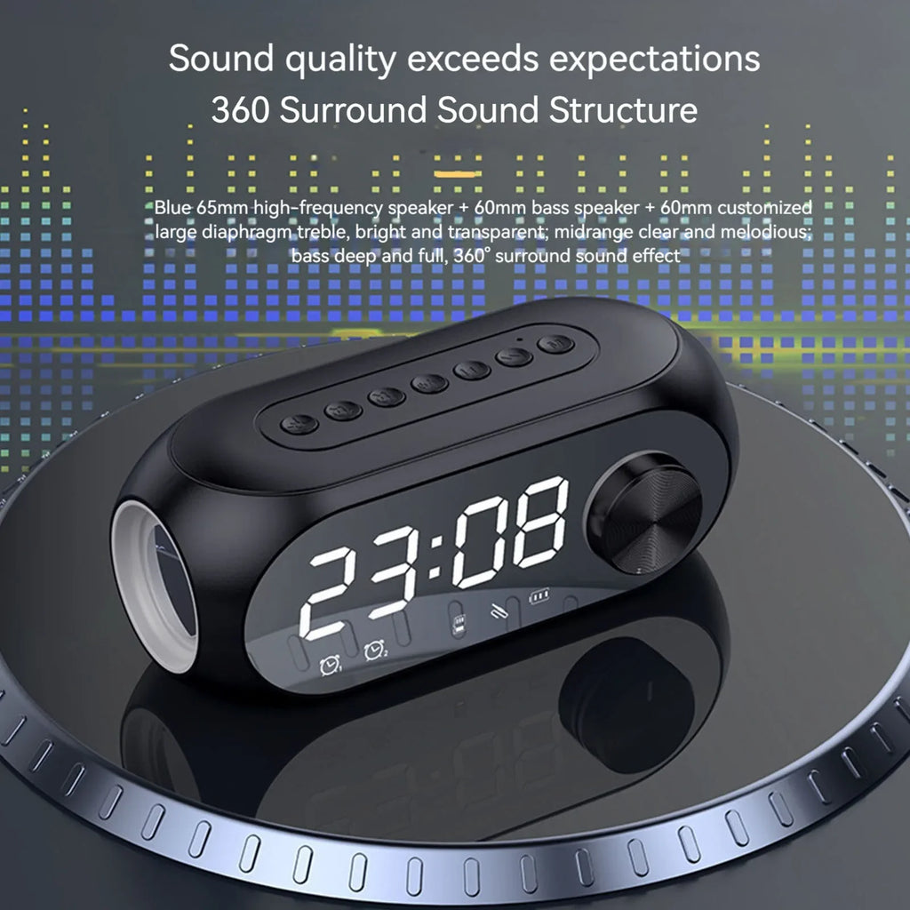 Altavoz Bluetooth Inalámbrico, Reloj Despertador, Radio FM Portátil, Subwoofer, Caja de Sonido, Mini Lámpara, Woofers, Caixa De Som, Coluna, Bocina