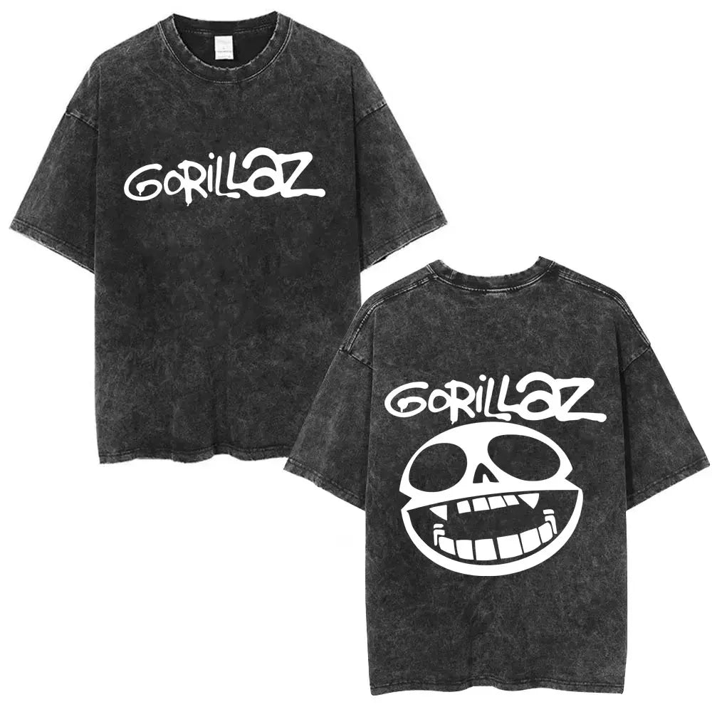 Camiseta Vintage Gorillaz, Punk Hip Hop Oversize, Unisex