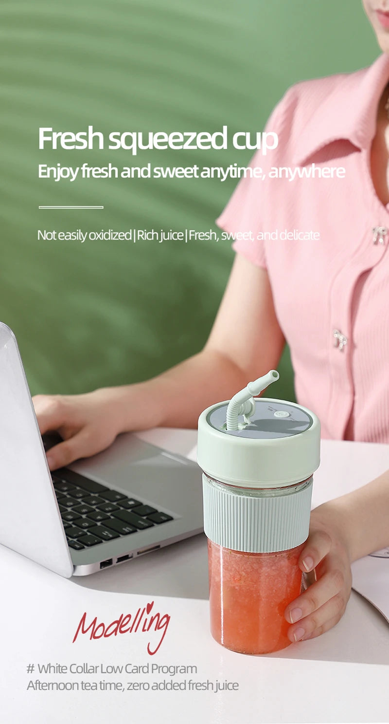 Licuadora Portátil USB 380ml para Viajes al Aire Libre