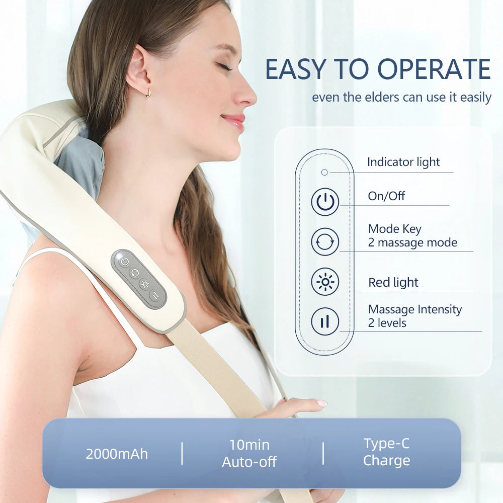 Masajeador Inalámbrico de Cuello y Hombros 26W con Motor
