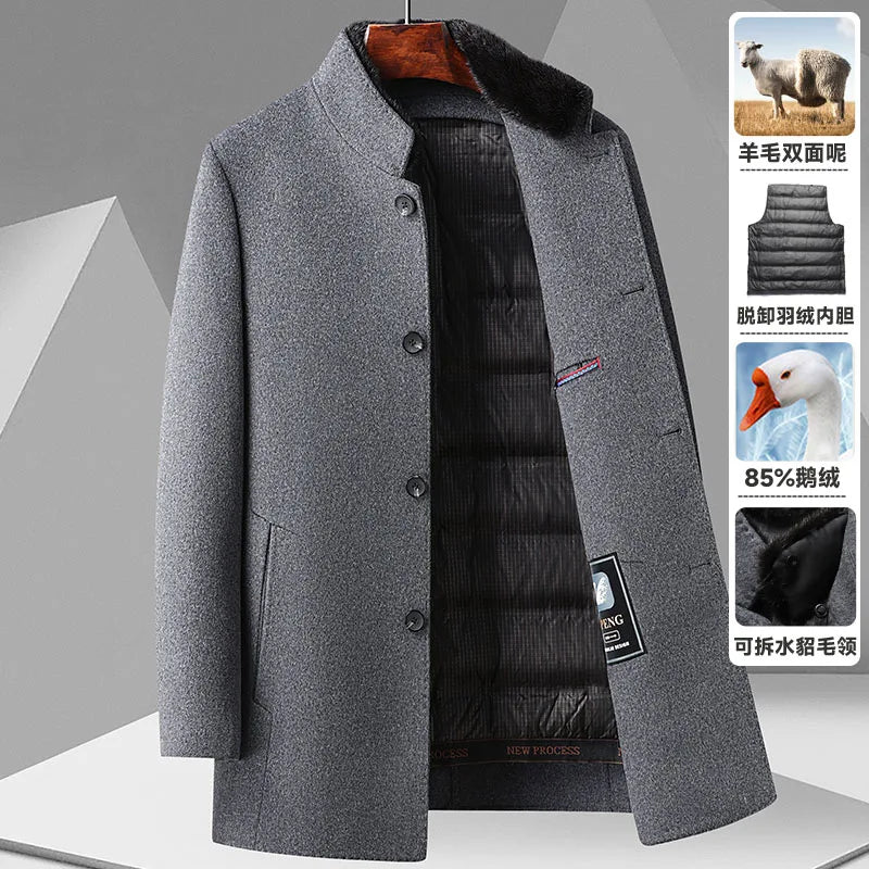 Abrigo de Lana con Plumón Desmontable para Hombre – Otoño/Invierno