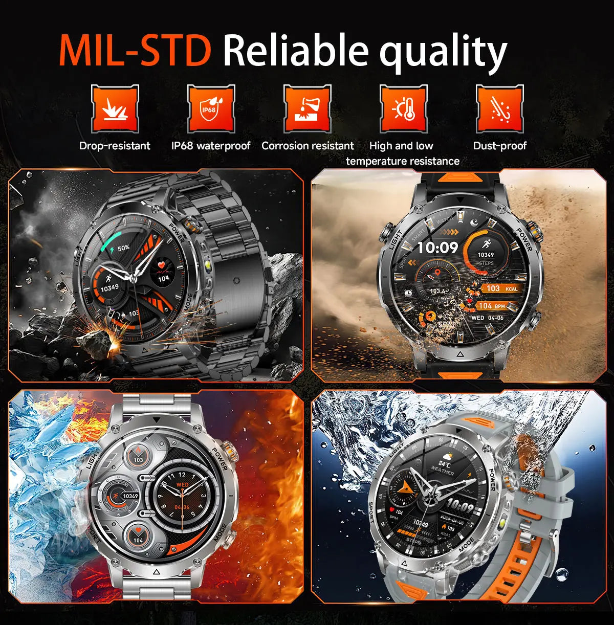 Reloj Inteligente Militar GPS Linterna SOS