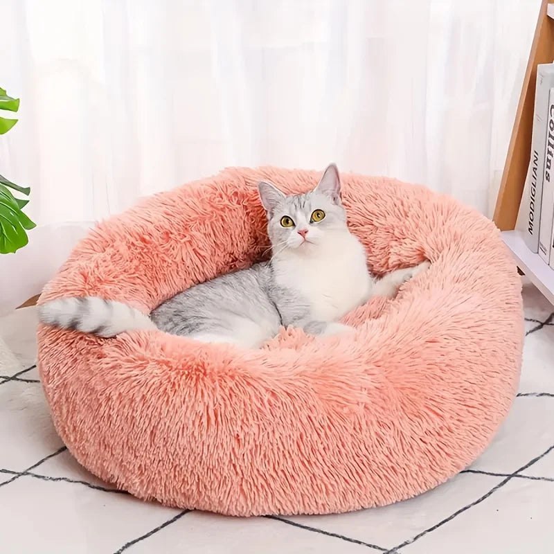 Cama Nido Redonda de Felpa para Mascotas — Suave y Cálida