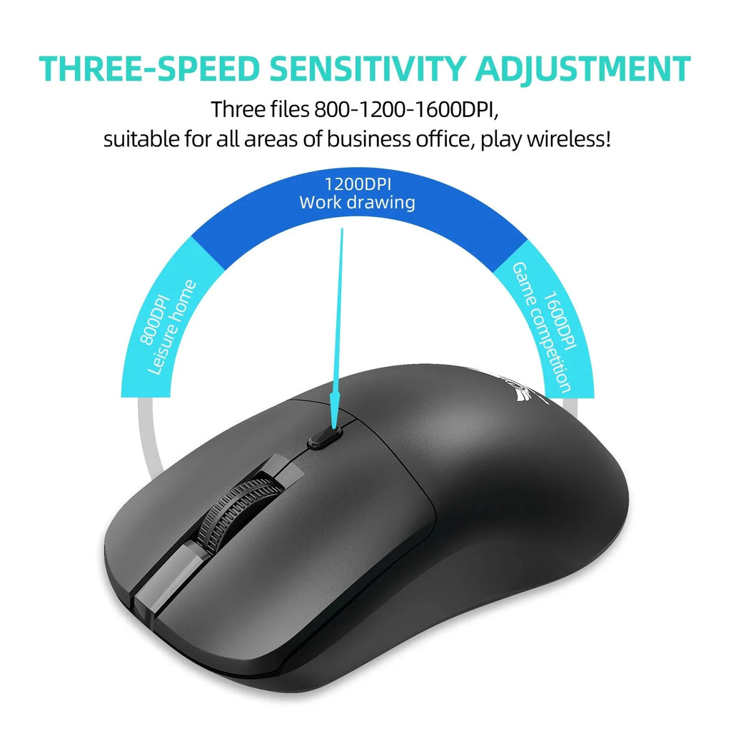 Ratón inalámbrico de 2,4G para videojuegos, ergonómico, 800-1200-1600 DPI, recargable, para oficina, PC, portátil, Macbook Pro