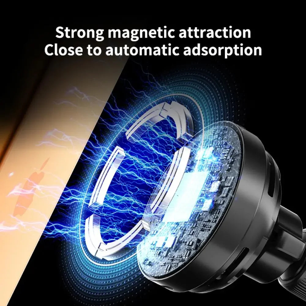 Cargador Magnético para Coche Qi2 de 25W con Luz RGB, Soporte para Rejilla de Ventilación con Carga Rápida y Refrigeración para iPhone 17 Pro Max