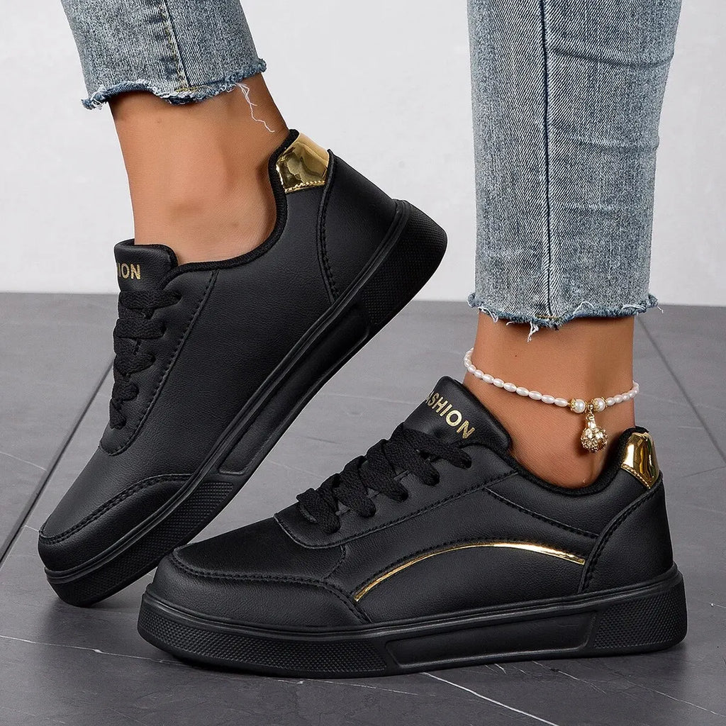 Zapatillas Deportivas Casuales de Mujer — Cuero Sintético, Suela Antideslizante