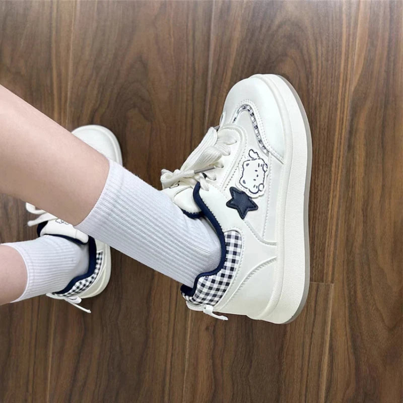 Zapatos Planos Casuales para Mujer - Decoración de Dibujos Animados, Zapatillas Transpirables Cómodas, Zapatos Ligeros para el Campus de Verano para Uso Diario