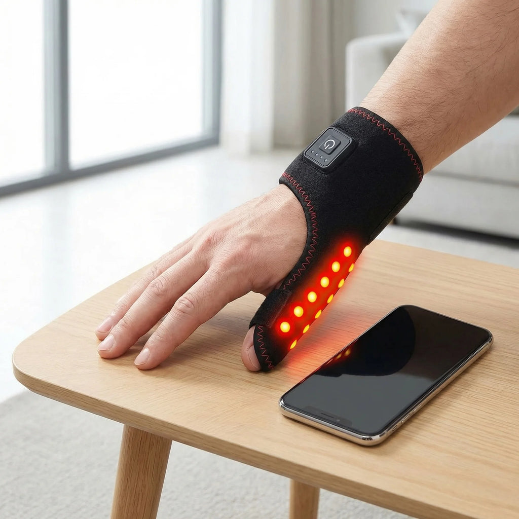 Soporte Térmico para Muñeca y Pulgar con Masajeador Vibratorio, Almohadilla Eléctrica Calefactable para Dedos, Estabilizador de Pulgar para Alivio del Túnel Carpiano
