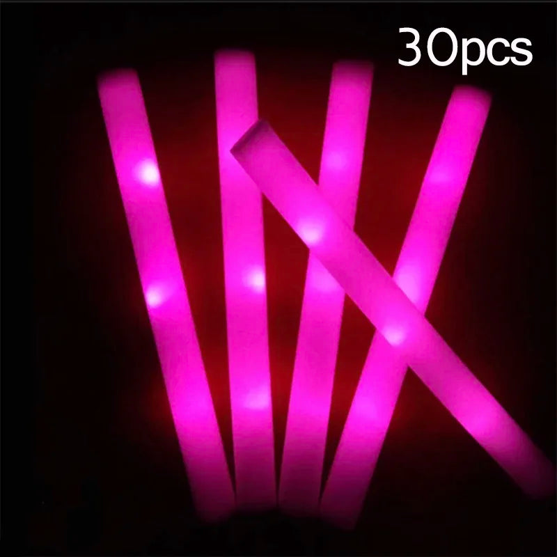 Barras luminosas LED de espuma multicolor para fiestas (pack 15 o 30)