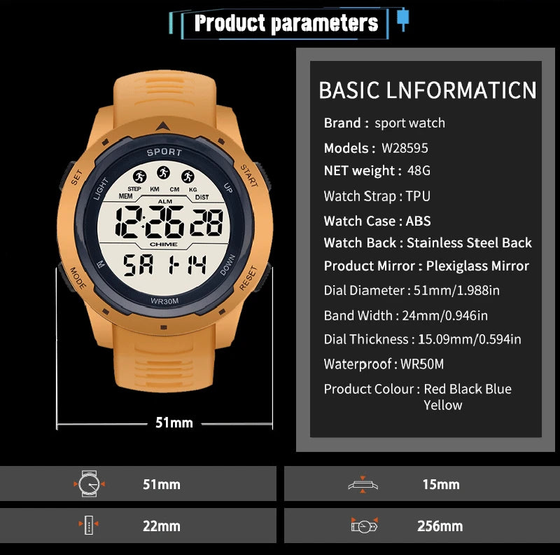 Reloj Digital Deportivo LED Multifunción Hombre