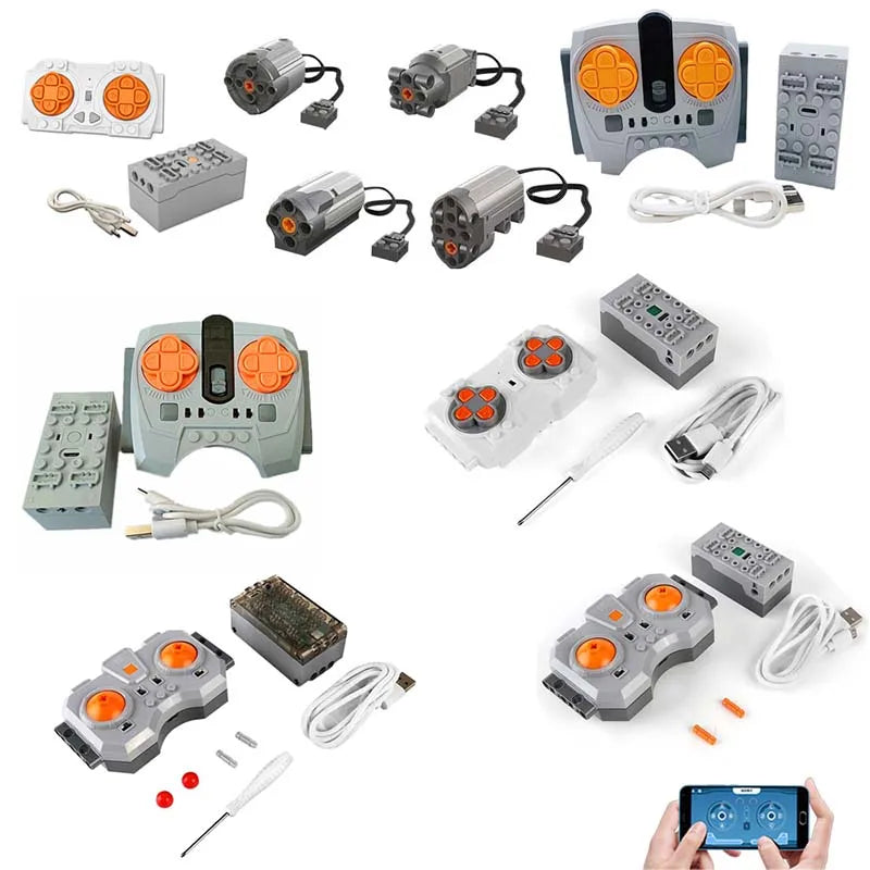 Bloques de construcción electrónicos técnicos, accesorios de reacondicionamiento MOC, micromotor, piezas de funciones de potencia RC, bloques de coche DIY creativos, juguetes para niños