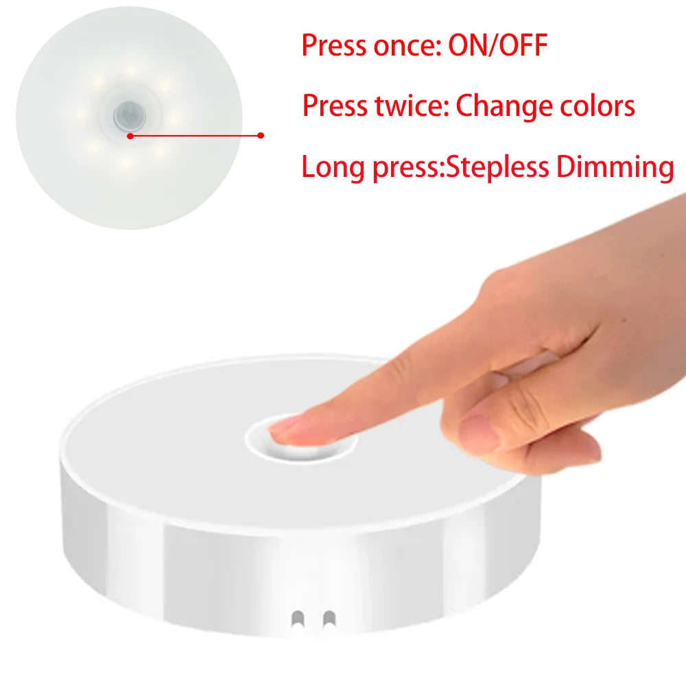 Luz nocturna recargable por USB, interruptor de botón para armario de cocina, lámpara de armario, escalera, luces LED inalámbricas para armario