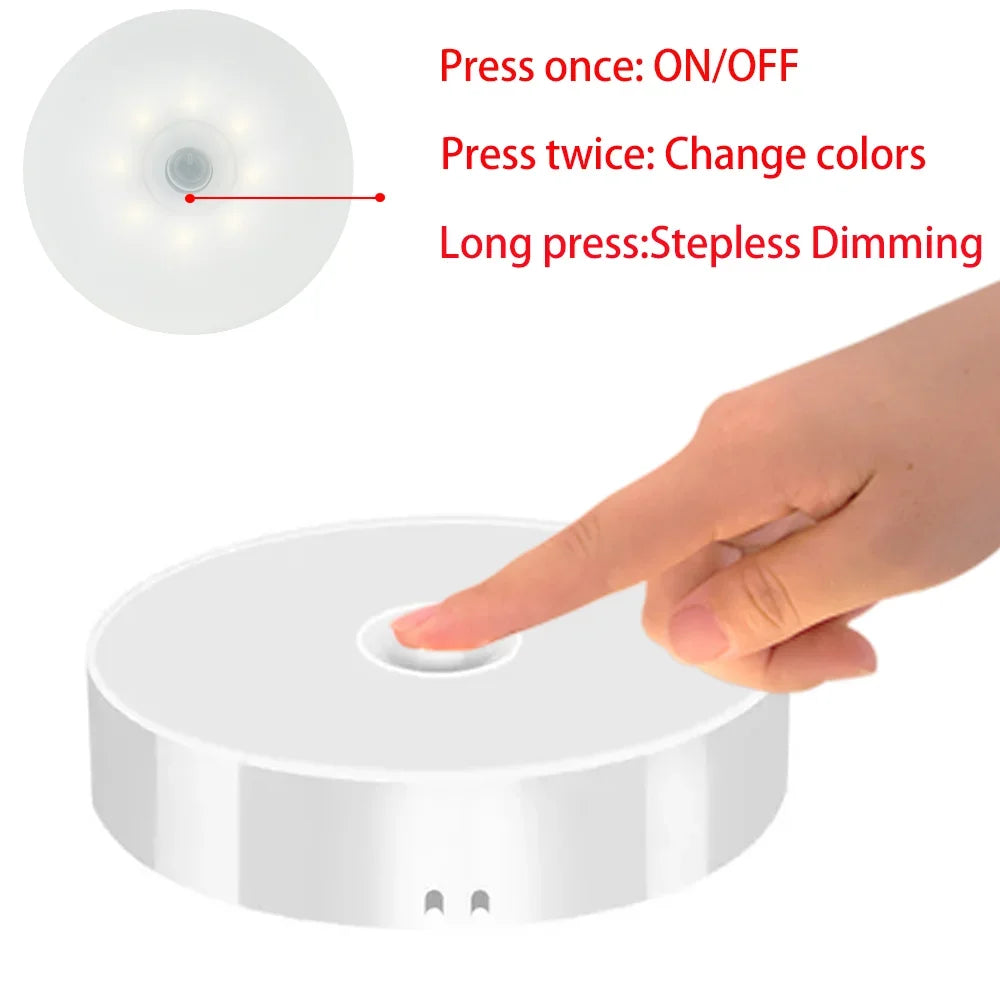 Luz nocturna recargable por USB, interruptor de botón para armario de cocina, lámpara de armario, escalera, luces LED inalámbricas para armario