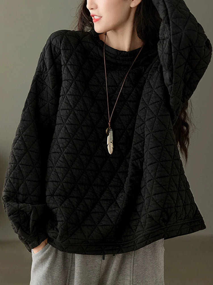 Amax luluE, ropa de moda de invierno para mujer, sudaderas con capucha holgadas e informales con diseño acolchado cálido, sudaderas clásicas de algodón de lujo para mujer