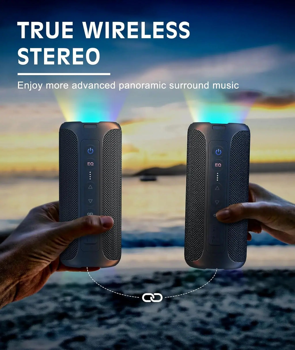 Ortizan Altavoz Bluetooth Estéreo Portátil IPX7 LED