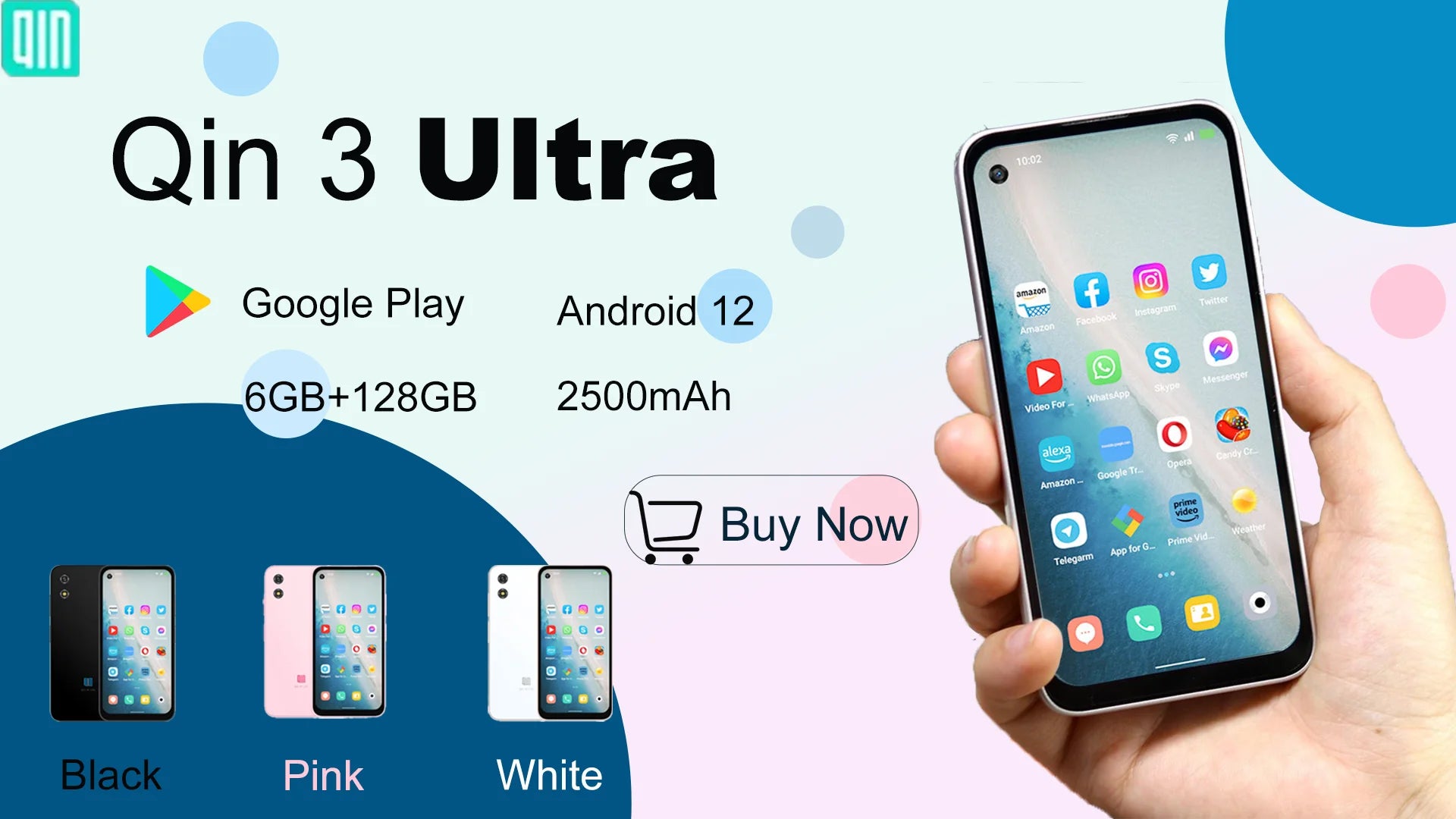 Nuevo Qin F22 Pro pantalla táctil inteligente teléfono Wifi 5G + 3,5 pulgadas 4GB 64GB agregar Google Store Android versión QinGlobal teléfono móvil