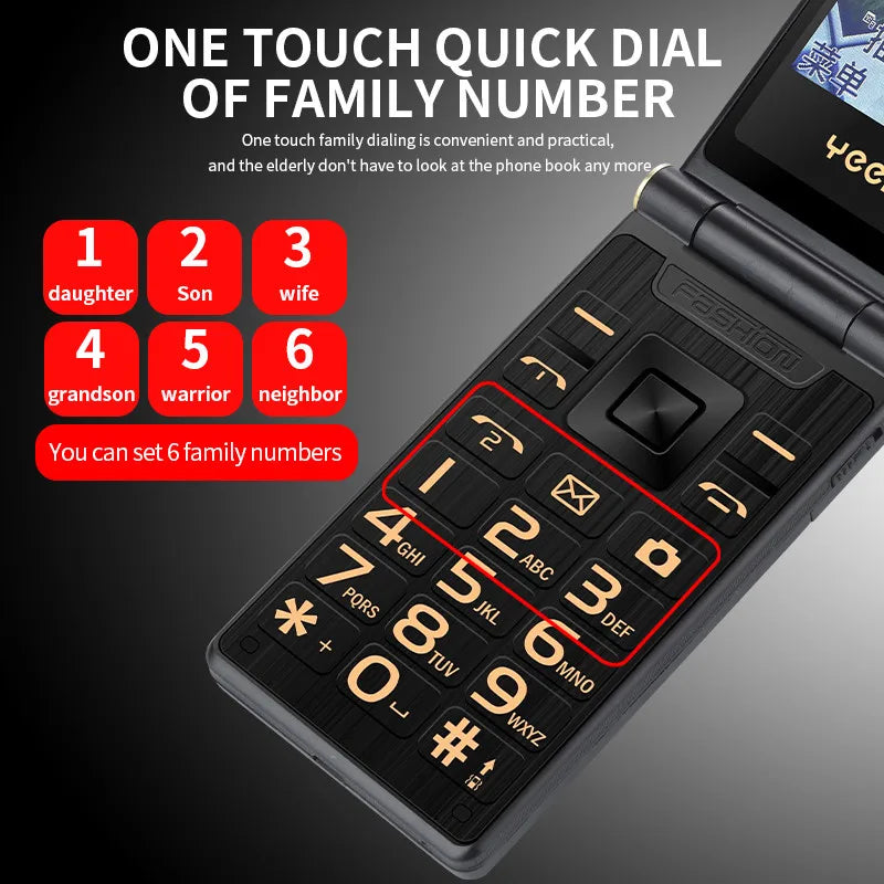 Teléfono Flip YEEMI M2-C para Adultos Mayores 2G Dual SIM