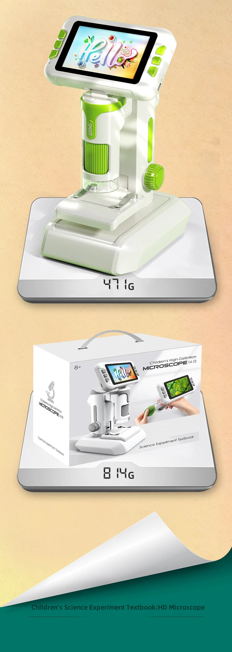 Microscopio Digital 3 en 1 1600X para Niños, Educativo