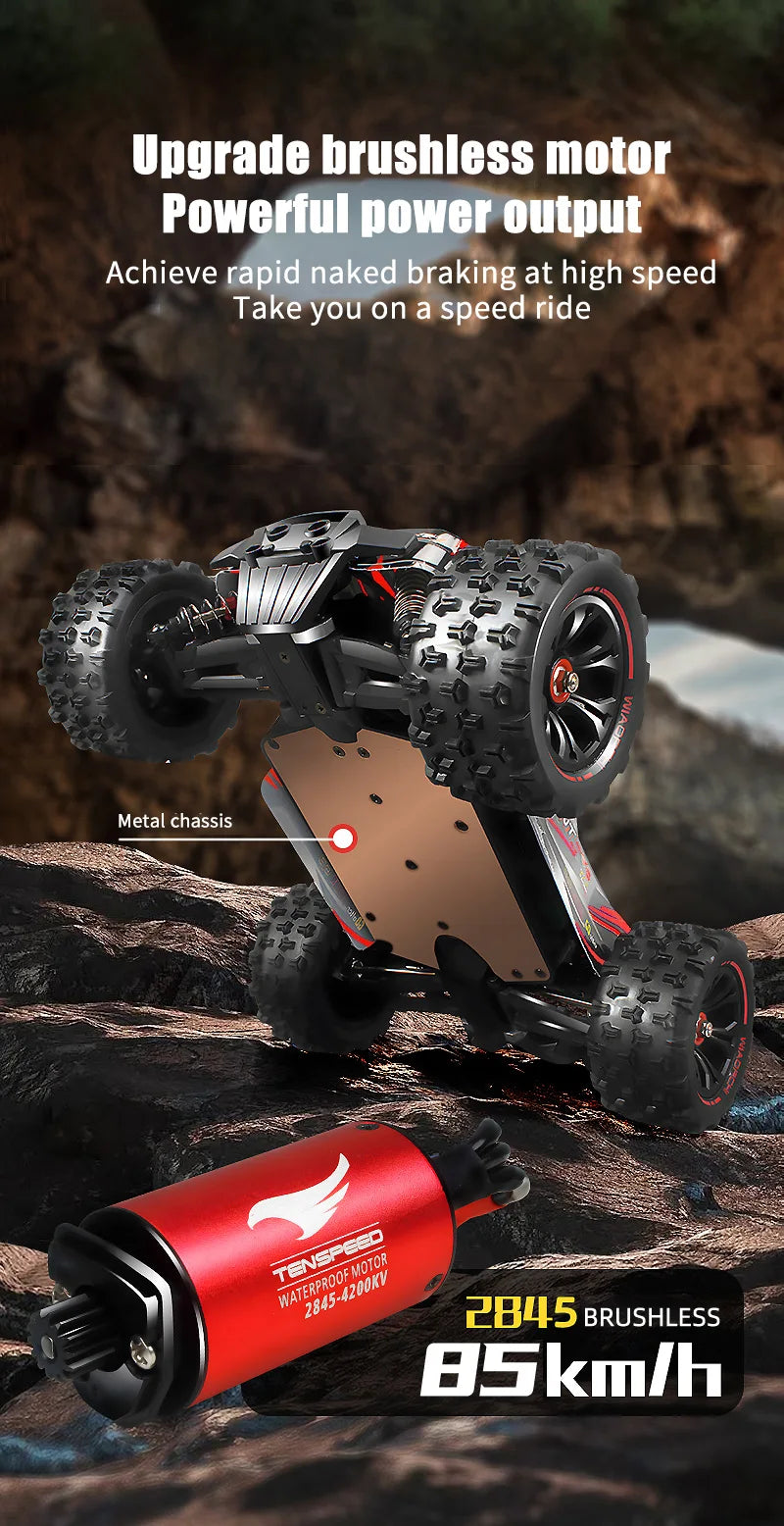 Coche teledirigido 1:16, 85 KM/H o 50 KM/H, 4WD, con Control remoto LED, camión Monster 4x4 de deriva de alta velocidad para niños vs Wltoys 124017   Juguetes