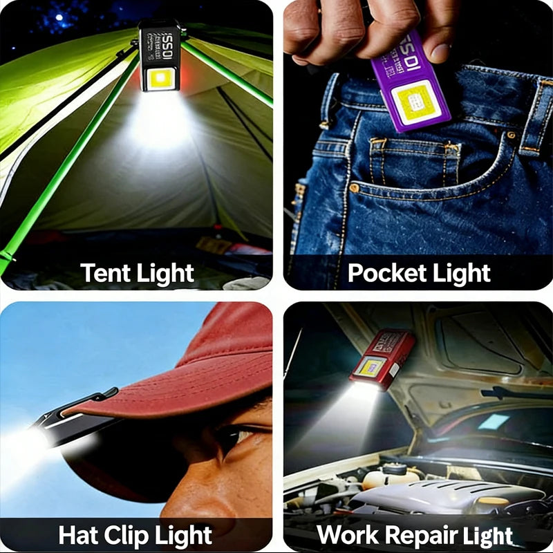 Minilinterna LED COB Tipo C Recargable con Clip Magnético