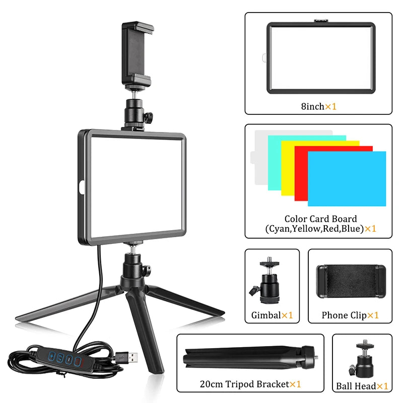 Luz LED Regulable para Video y Fotografía con Trípode 6/8"