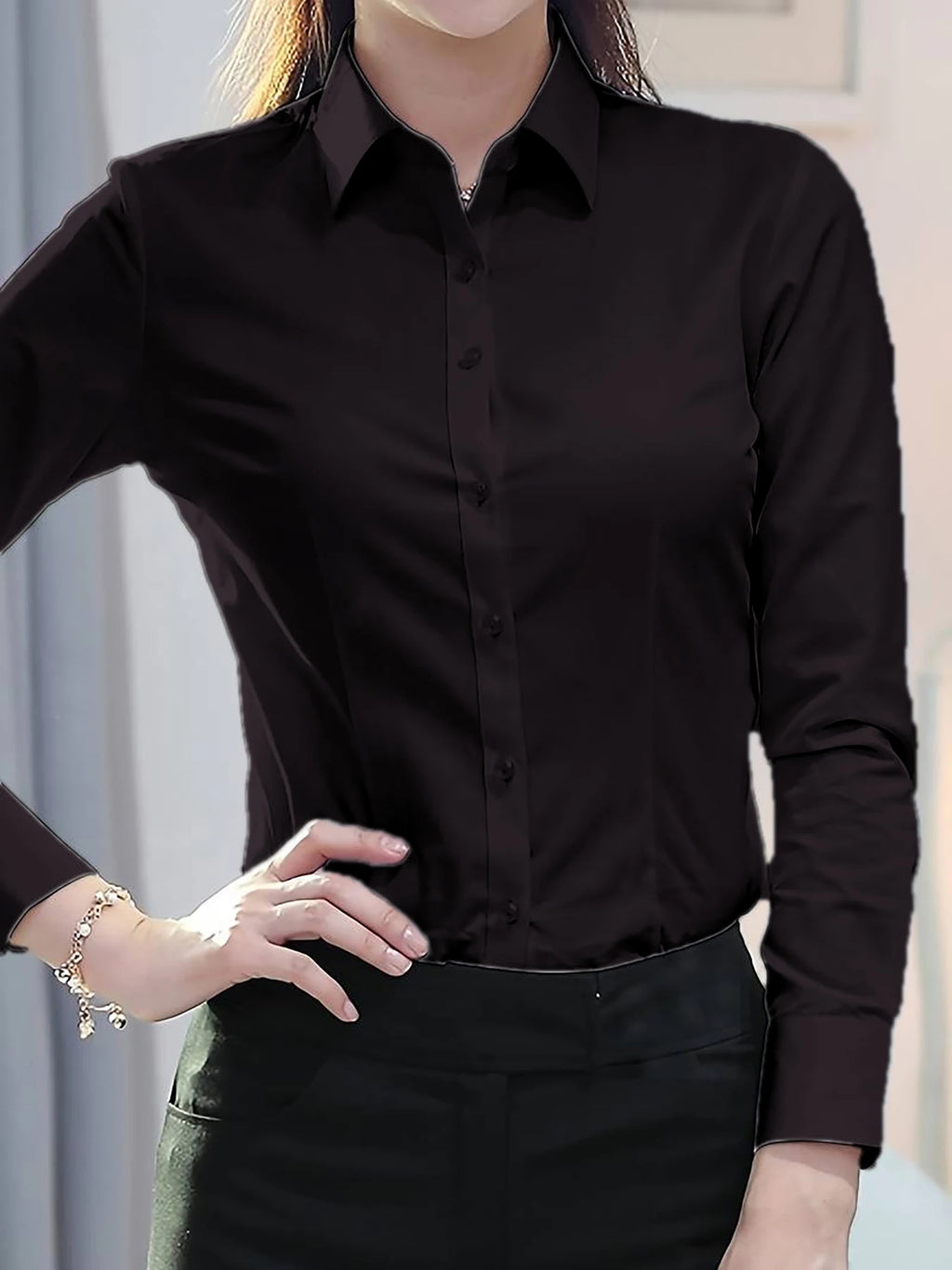 Camisa de Manga Larga de Negocios para Mujer