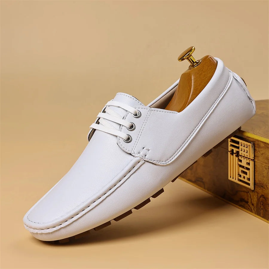 Zapatos Casuales de Piel Sintética Hechos a Mano para Hombre, Antideslizantes, Mocasines Cómodos para Conducir, Zapatos de Vestir para Oficina