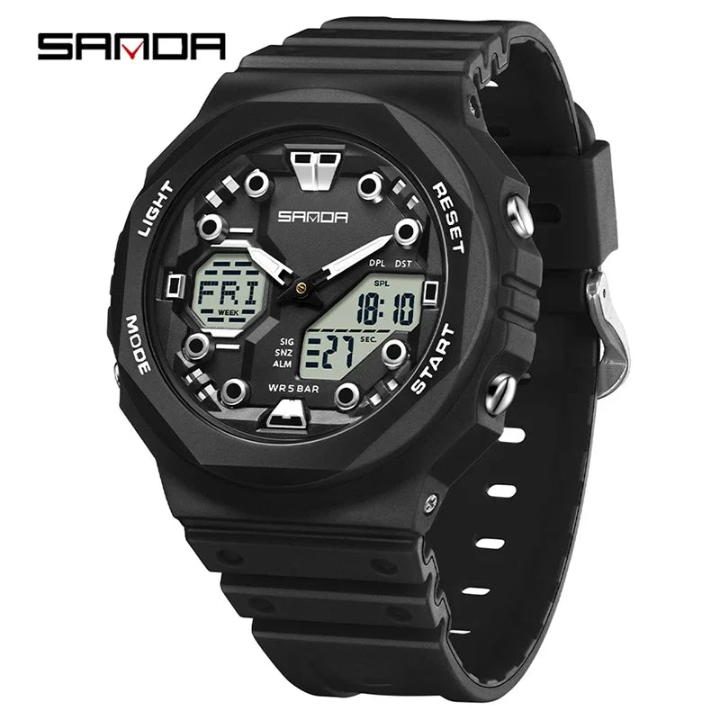 Reloj Digital SANDA 6200 para Hombre, Deportivo LED Impermeable 50M