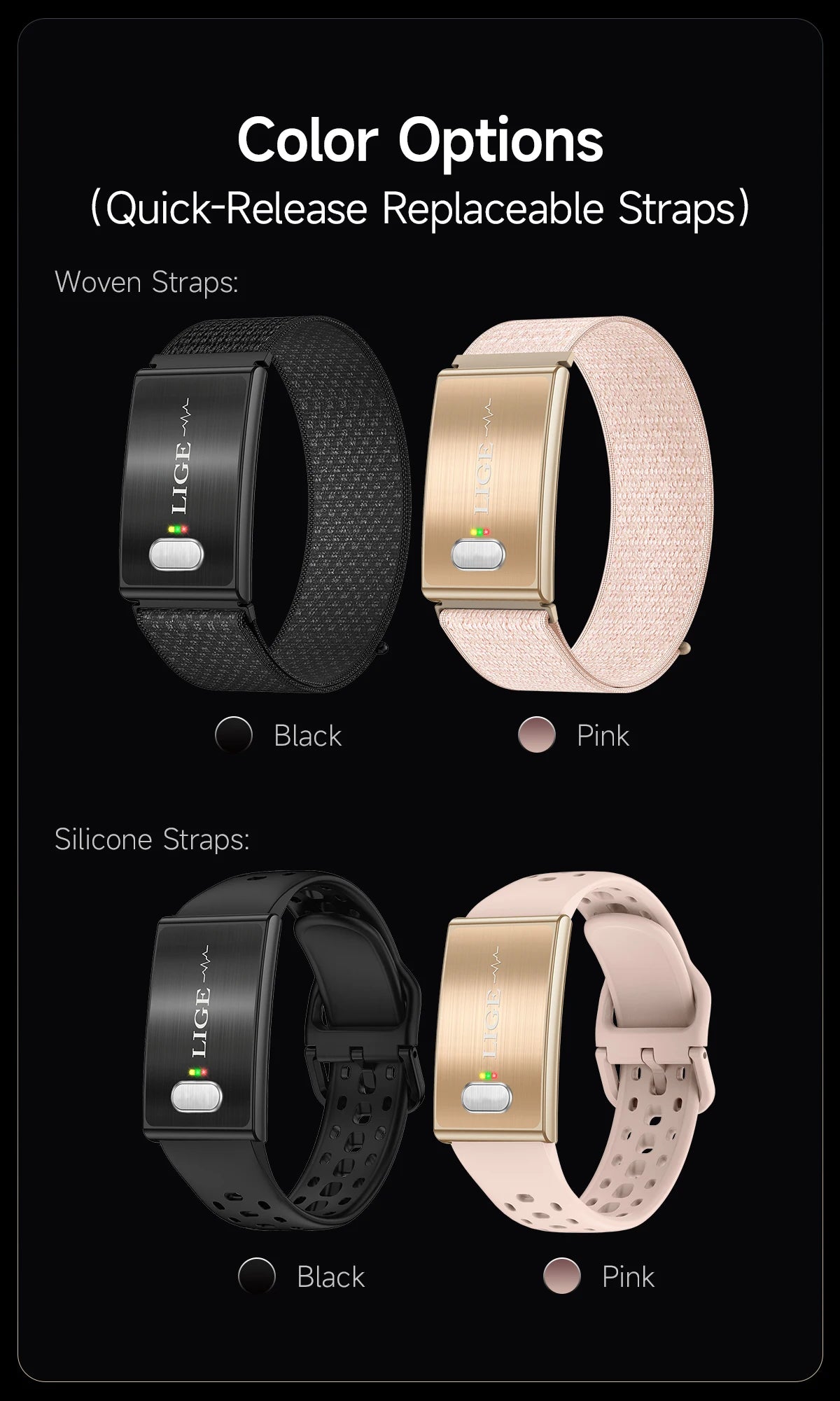 LIGE Pulsera Inteligente ECG+PPG Grado Médico
